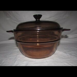 Vintage Brown Glass Cookware Set with Lid